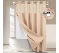 Heavyweight No Hooks Required Dotted Waffle Weave Shower Curtain with Snap in Liner - 71W x 74H,Hotel Grade,Spa Like Bath Curtain,Pink
