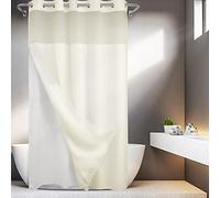 River Dream Heavyweight No Hooks Required Dotted Waffle Weave Shower Curtain with Snap in Liner -Extra Long 71W x 86H,Hotel Grade,Spa Like Bath Curtain,Cream