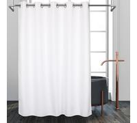 River Dream Long Cotton Blend No Hooks Needed Shower Curtain with Snap in Liner, Water Repellent, Hotel Grade, White, 71"x78"