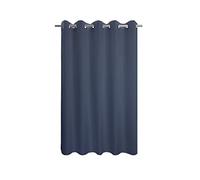 River Dream No Hook Navy Blue Shower Curtain Soft Microfiber & Waterproof - Fabric Shower Curtain or Liner Washable, Hotel Cloth Shower Curtain, Navy Blue, 71x74