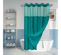 River Dream No Hook Slub Textured Shower Curtain with Snap-in PEVA Liner Set - 71" x 74"(72"), Hotel Style with See Through Top Window, Machine Washable & Water Repellent, Teal, 71x74