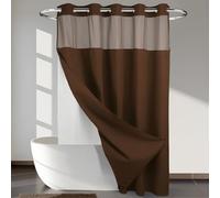 River Dream No Hooks Required Dotted Brown Shower Curtain with Snap in Liner - 71" W x 74" H,Hotel Grade,Spa Like Bath Curtain