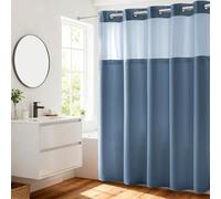 River Dream No Hooks Required Dotted Waffle Weave Shower Curtain with Snap in Liner - 71W x 74H,Hotel Grade,Spa Like Bath Curtain,Moonlight Blue