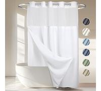 River Dream No Hooks Required Waffle Weave Shower Curtain with Snap in Liner - 71W x 74H,Hotel Grade,Spa Like Bath Curtain,White