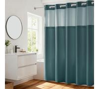 River Dream No Hooks Required Waffle Weave Shower Curtain with Snap in Liner - 71W x 74H,Hotel Grade,Spa Like Bath Curtain,Teal