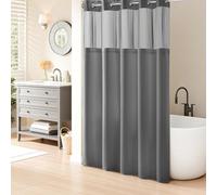 River Dream No Hooks Required Waffle Weave Shower Curtain with Snap in Liner - 71W x 74H,Hotel Grade,Spa Like Bath Curtain,Gray