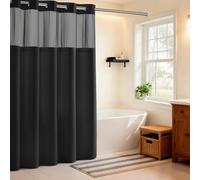 River Dream No Hooks Required Waffle Weave Shower Curtain with Snap in Liner - 71W x 74H,Hotel Grade,Spa Like Bath Curtain,Black