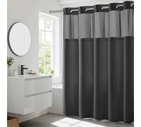 River Dream No Hooks Required Waffle Weave Shower Curtain with Snap in Liner - 71W x 74H,Hotel Grade,Spa Like Bath Curtain,Graphite Grey