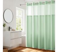 River Dream No Hooks Required Waffle Weave Shower Curtain with Snap in Liner - 71W x 74H,Hotel Grade,Spa Like Bath Curtain,Green Light