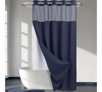 River Dream No Hooks Required Waffle Weave Shower Curtain with Snap in Liner -Extra Long 71W x 86H,Hotel Grade,Spa Like Bath Curtain,Navy