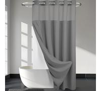 River Dream No Hooks Required Waffle Weave Shower Curtain with Snap in Liner -Extra Long 71W x 86H,Hotel Grade,Spa Like Bath Curtain,Gray