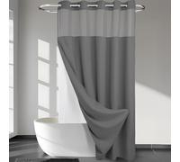 River Dream No Hooks Required Waffle Weave Shower Curtain with Snap in Liner (Graphite Grey, 71"x86")