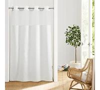 River Dream Stall Shower Curtain No Hooks Needed,White Fabric Shower Curtain for Bathroom,Hotel Quality,Machine Washable,Water Repellent,54" Wx80 H