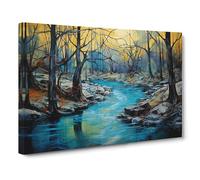 River Expressionism No.2 Canvas Print | Gallery Wrapped 30mm Frame Wall Art | 30x20 inches | Ready to Hang | Eclectic Landscape Picture | Living Room Bedroom Lounge Office