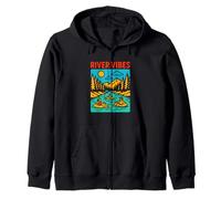 River Float Trip Vibes Retro Women's Fun Zip Hoodie