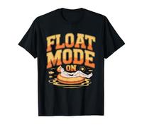 River Floating Woman Sun Hat Inner Tube Reading Book Lazy T-Shirt