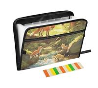 River Fox Playing File Folder with Pockets 13 Pockets A4 Letter Size with Zipper Closure for Home Office Travel File Pocket Folder expando