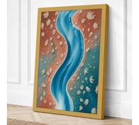River from Above Modern Canvas Wall Art Print 18x12 Inch (46 x 30 cm)