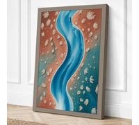 River from Above Modern Canvas Wall Art Print 36x24 Inch (91 x 61 cm)