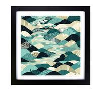 River Geometric No.1 Framed Print | 18x18 Inch Black Framed Wall Art | Ready to Hang | Modern Landscape Picture | Living Room Bedroom Lounge Office