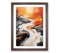 River Gestural No.2 Framed Print | A2 Walnut Framed Wall Art | Ready to Hang | Eclectic Landscape Picture | Living Room Bedroom Lounge Office