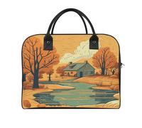 River in Front of House Laptop Tote Bag Casual Travel Handbag Multi Pocket Shoulder Bags for Work Travel