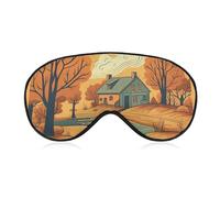 River in Front of House Travel Eye Mask Blackout Eye Mask for Sleeping Airplane Eyemask with Adjustable Strap Sleep Masks for Women Men Soft Night Blindfold Eyemask