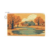 River in Front of House Wallet Canvas Slim Lightweight Wallets Durable Zippered Card Holder for Men Women