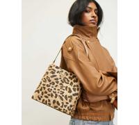 River Island Animal Print Top Handle Bucket Bag Beige Mix