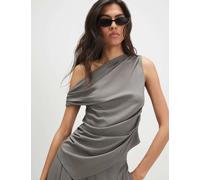 River Island Asymmetric Off The Shoulder Blouse Khaki