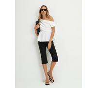 River Island Drape Off The Shoulder Peplum Top Cream