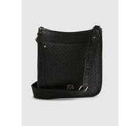 River Island Faux Leather Embossed Messenger Bag Black