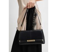 River Island Faux Leather Patent Finish Clutch Bag Black