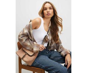 River Island Faux Suede Cross Body Bag Beige