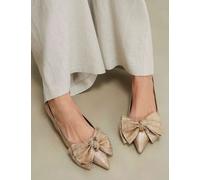 River Island Metallic Bow Slingback Flat Pointed Pumps Gold