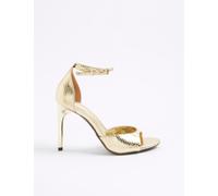 River Island Metallic Closed Back Open Toe Stiletto Heels Gold