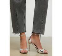 River Island Metallic Closed Back Open Toe Stiletto Heels Silver