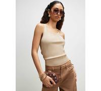 River Island Metallic Scoop Neck Fitted Knitted Vest Gold