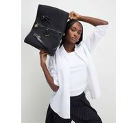 River Island Monogram Stripe Tote Bag Black