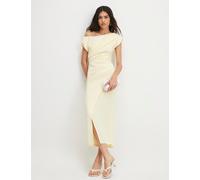 River Island One Shoulder Draped Midi Bodycon Dress Yellow