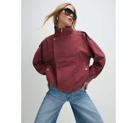 River Island Pure Cotton Funnel Neck Bomber Jacket Red