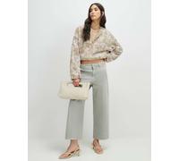 River Island Seam Front Wide Leg Cropped Jeans Light Green