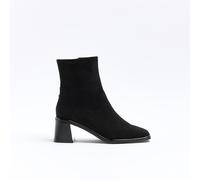 River Island Womens Ankle Boots Black Block Heeled Suede - Size UK 3