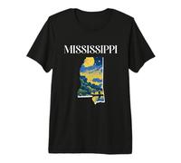 River Landscape Inside The Mississippi Map Van Gogh Art Premium T-Shirt