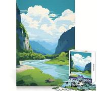 River Mountain Journey 1000 Piece Puzzle For Teenagers Mental Exercise Mind Calming Fun Snug Lock Holiday Treat size 38x52cm
