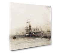 River Nile Ships in Egypt by David Roberts Canvas Print | Gallery Wrapped 30mm Frame Wall Art | 20x20 inches | Ready to Hang | Modern Landscape Picture | Living Room Bedroom Lounge Office