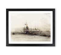 River Nile Ships In Egypt By David Roberts Classic Painting Framed Print | A4 Black Framed Wall Art | Ready to Hang | Classic Landscape Picture | Living Room Bedroom Lounge Office