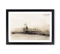 River Nile Ships in Egypt by David Roberts Framed Print | A2 Black Framed Wall Art | Ready to Hang | Modern Landscape Picture | Living Room Bedroom Lounge Office