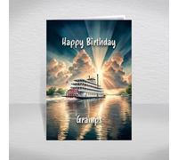 River Paddle Steamer Birthday Card for Gramps - Vintage Riverboat Keepsake for Maritime History Buffs & Steamboat Enthusiasts Gramps Birthday Card (Size A5)