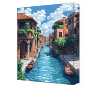River Paint by Numbers for Adults, Complete DIY Boat Paint by Numbers kits, 16x22in Coloured Canvas with Acrylic Paints and Brushes, Perfect for Beginners Adults, Gifts for Home Decor, Frameless G-241